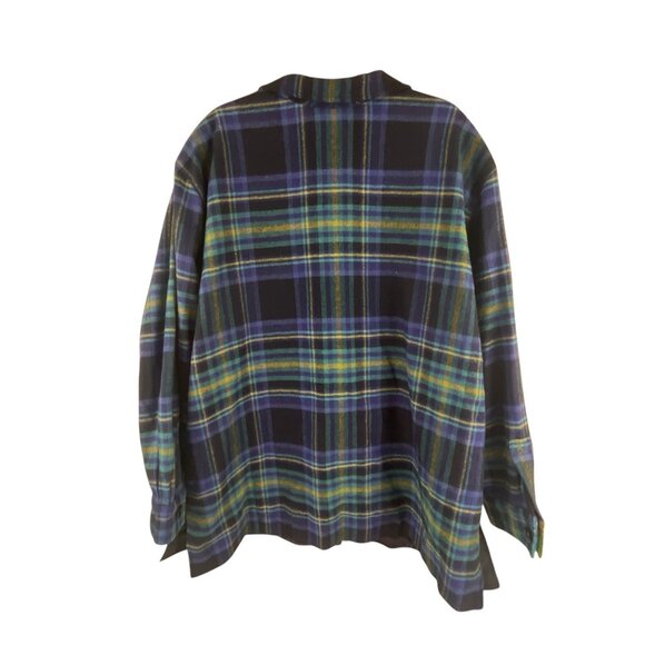 Avenue Womens Wool Blend Plaid Button-Front Jacket 22/24 Blue Green Oversized - Picture 2 of 6